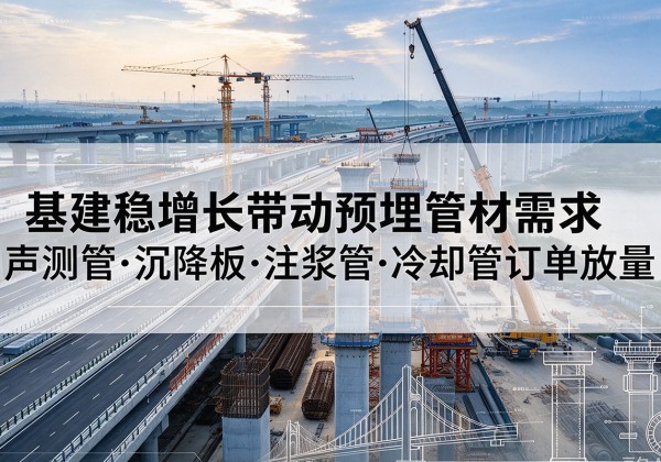 三都基建稳增长带动预埋监测管材需求，声测管、沉降板、注浆管订单持续放量